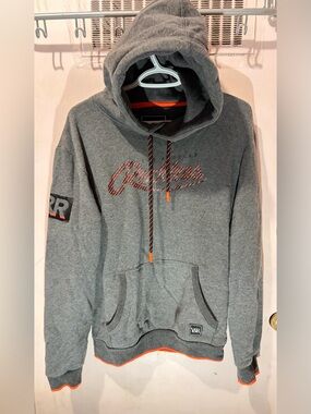 Young & Reckless Grey Hoodie with Orange Accents